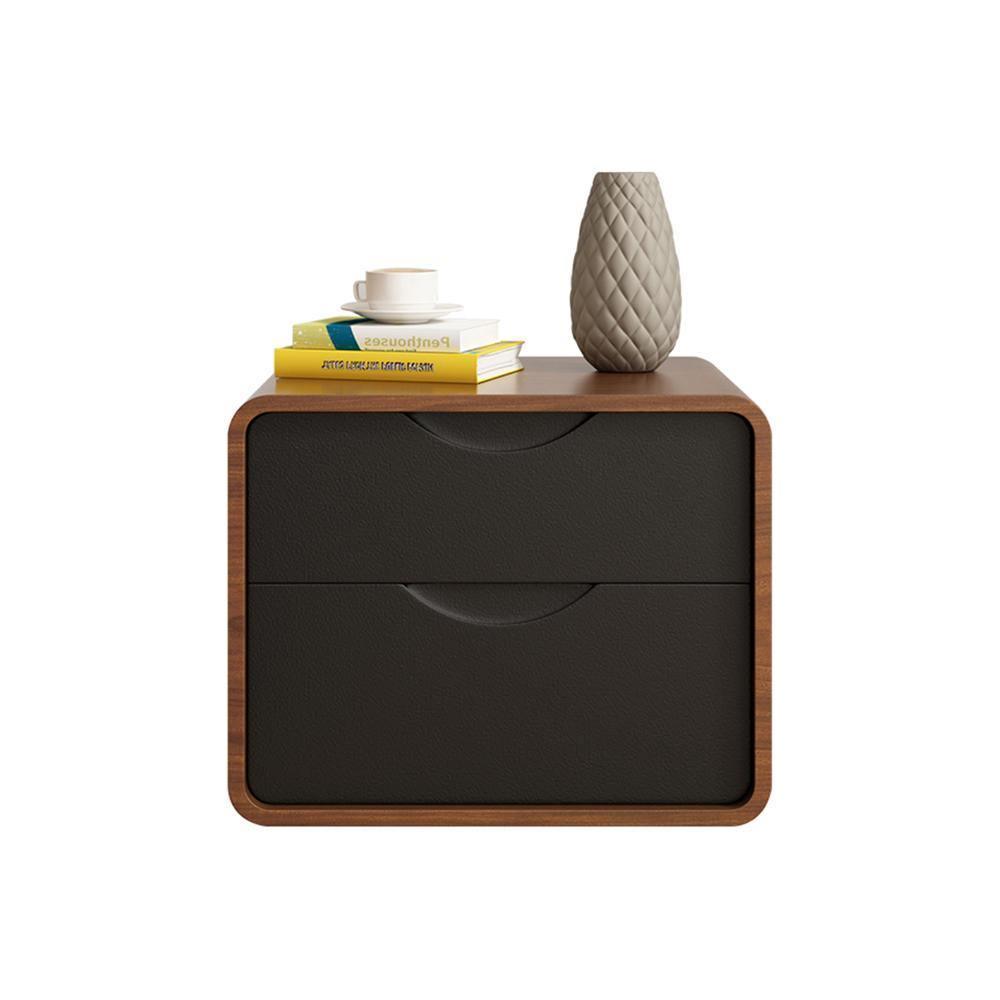 Signer Side Table, Bedside Table, Black / White, Walnut - Miola
