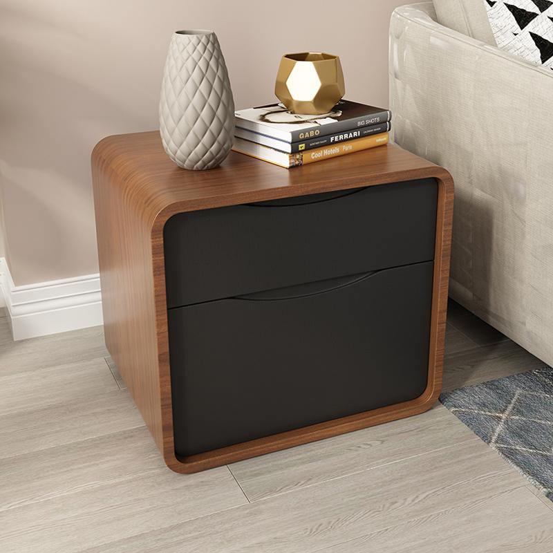 Signer Side Table, Bedside Table, Black / White, Walnut - Miola