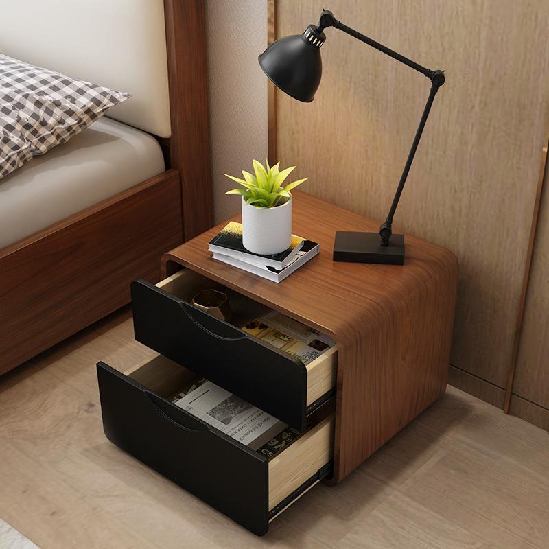 Signer Side Table, Bedside Table, Black / White, Walnut - Miola