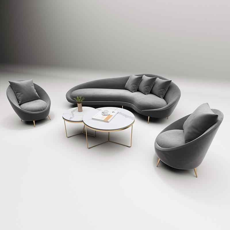 Slender Modern Curved Two Seater, Three Seater Sofa, Velvet - Miola