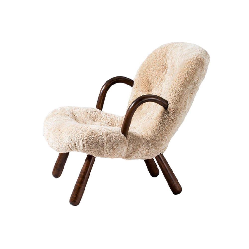 Classic Clam Armchair & Footstool, Boucle - Miola