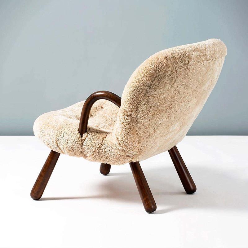 Classic Clam Armchair & Footstool, Boucle - Miola