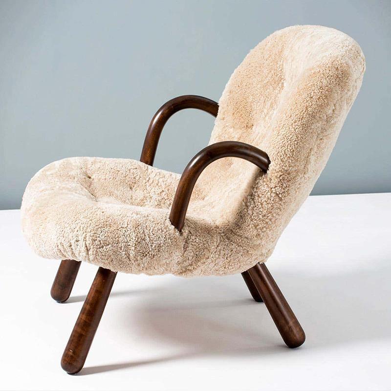 Classic Clam Armchair & Footstool, Boucle - Miola
