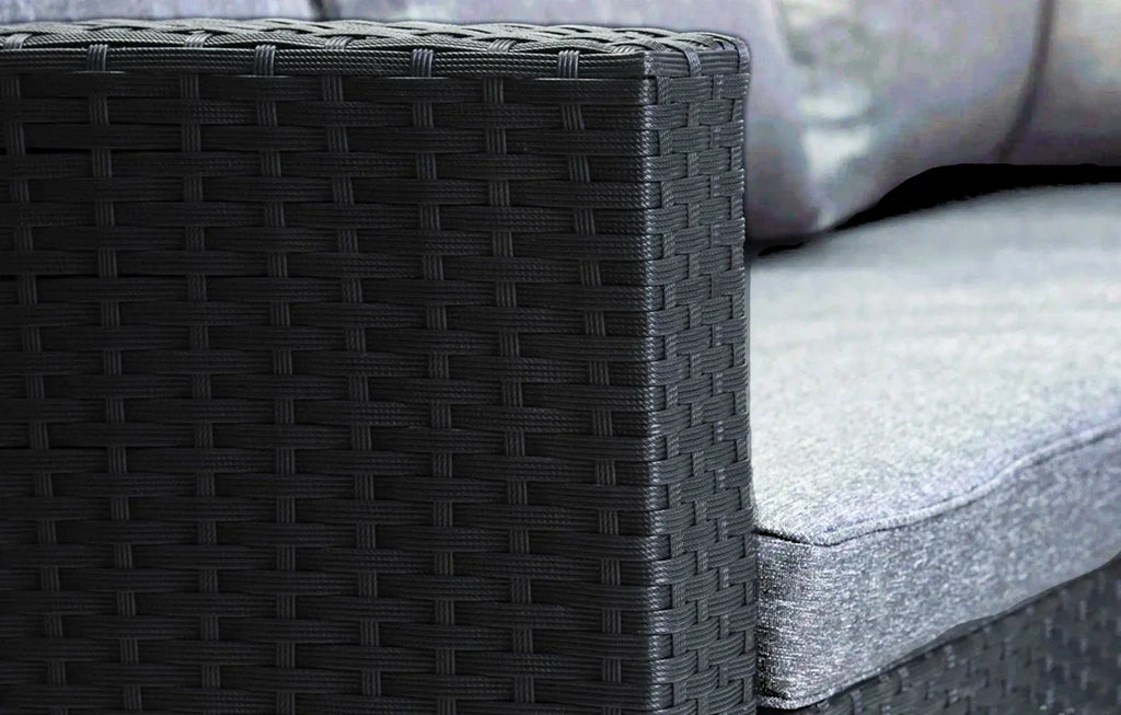 6 Seater Black Rattan Corner Garden Dining and Lounge Set