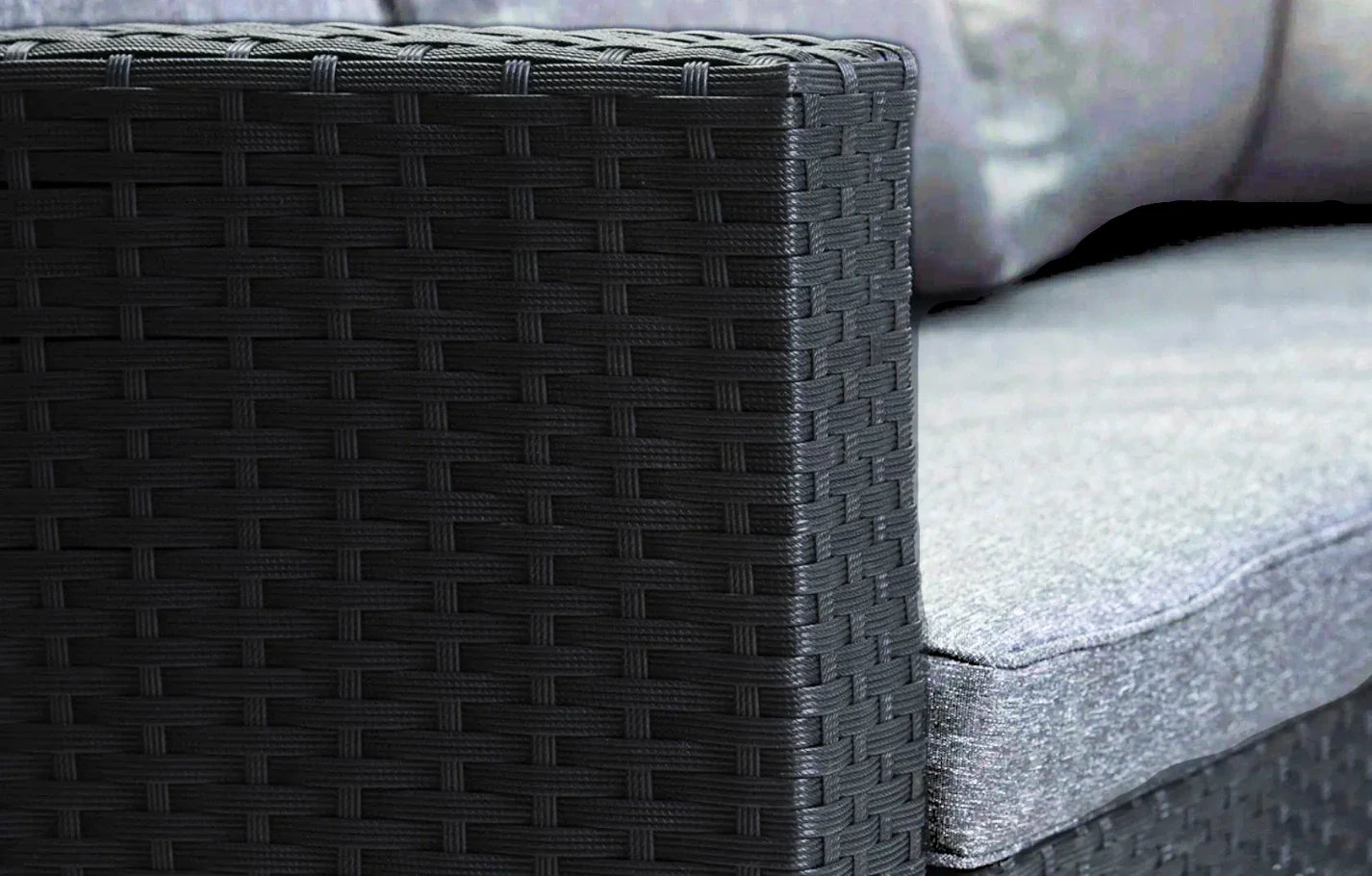 6 Seater Black Rattan Corner Garden Dining and Lounge Set