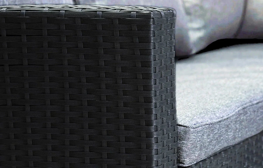 6 Seater Black Rattan Corner Garden Dining and Lounge Set