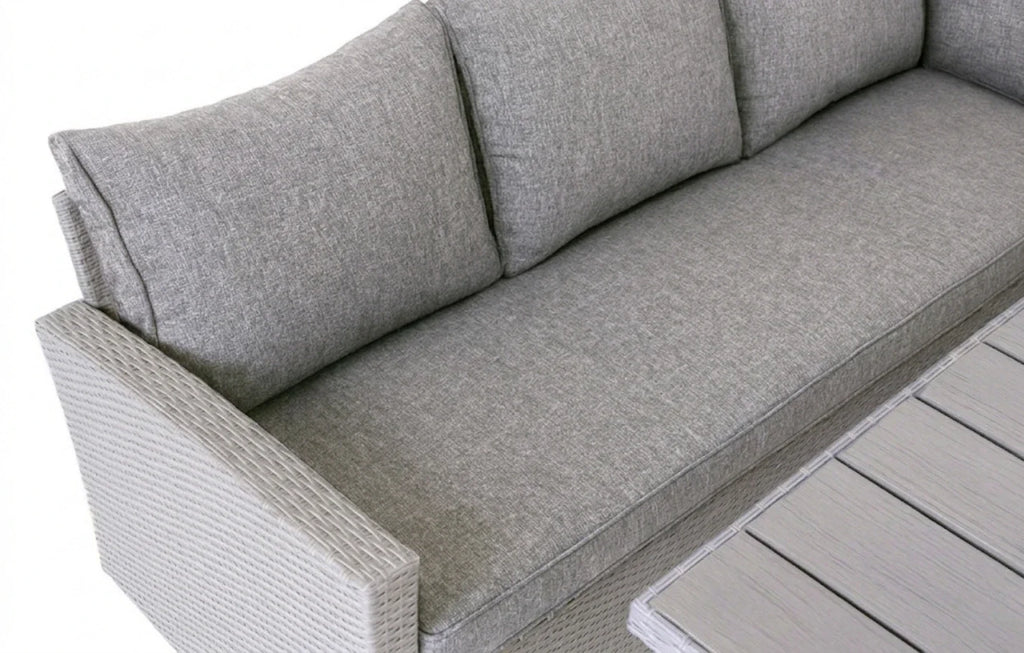 Stockholm 6 Seater Grey Rattan Garden Corner Dining Set - Miola
