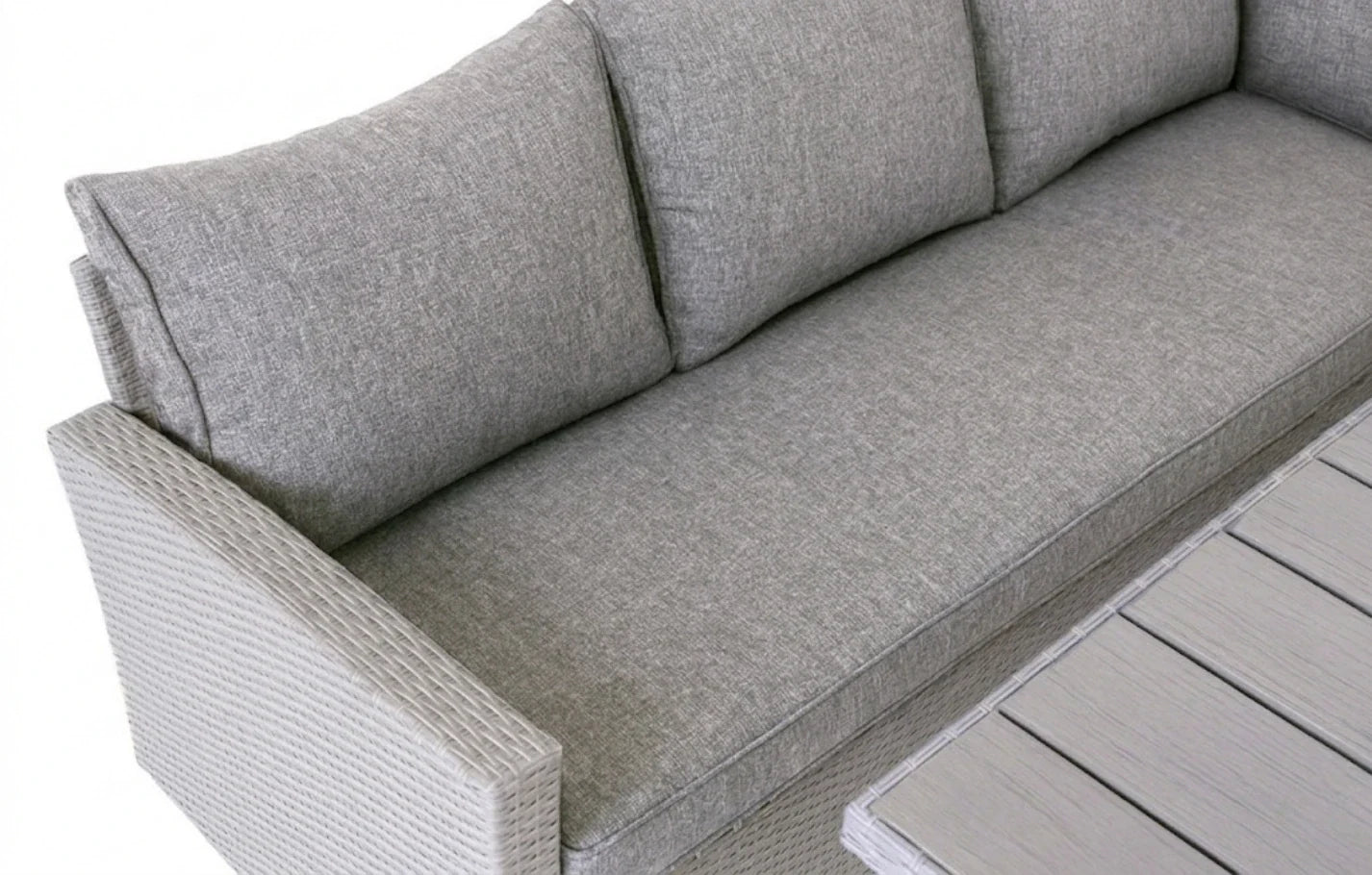 Stockholm 6 Seater Grey Rattan Garden Corner Dining Set - Miola