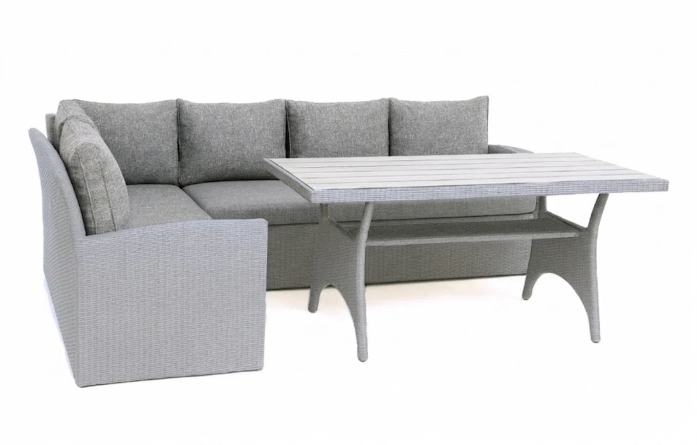 Stockholm 6 Seater Grey Rattan Garden Corner Dining Set - Miola