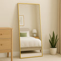 Large Gold Metal Rectangle Mirror - Miola