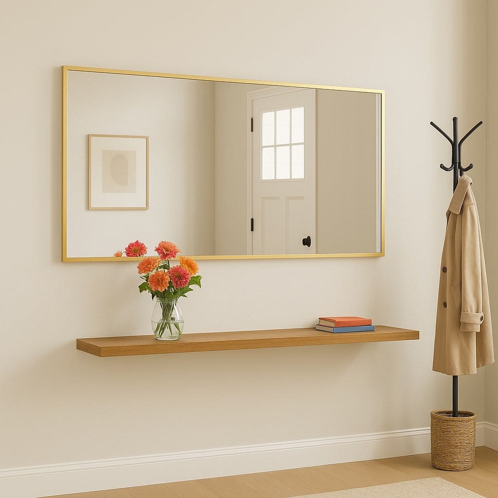 Large Gold Metal Rectangle Mirror