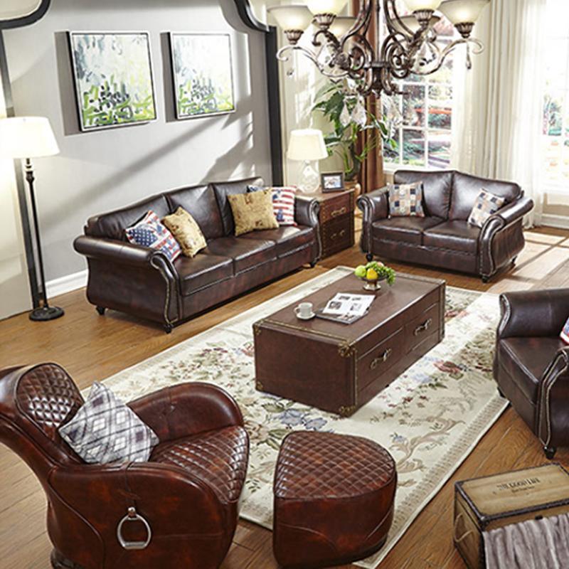 Saddle Chair And Footstool, Loft Style, Oil Wax Leather - Miola