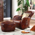 Saddle Chair And Footstool, Loft Style, Oil Wax Leather - Miola
