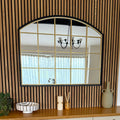 Black & Gold Metal Arched Lattice Window Mirror - Miola