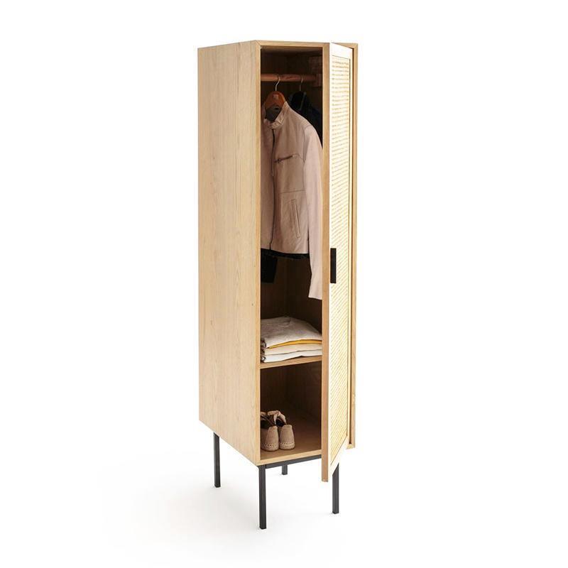 Uno G4 Single Rattan Wardrobe, Oak - Miola