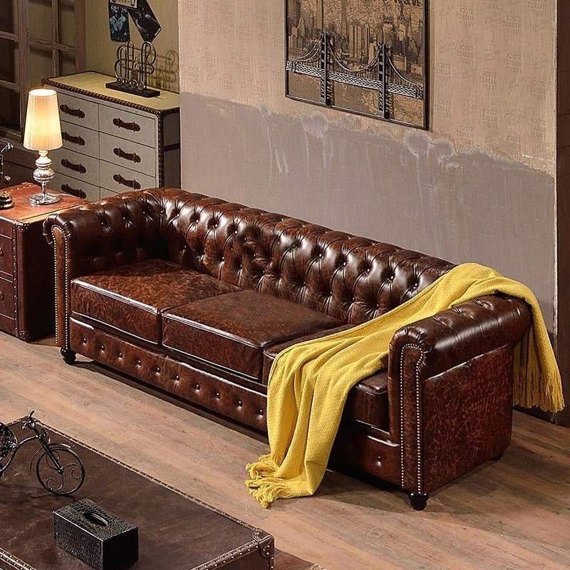 Vintage Chesterfield Three Seater Sofa - Miola