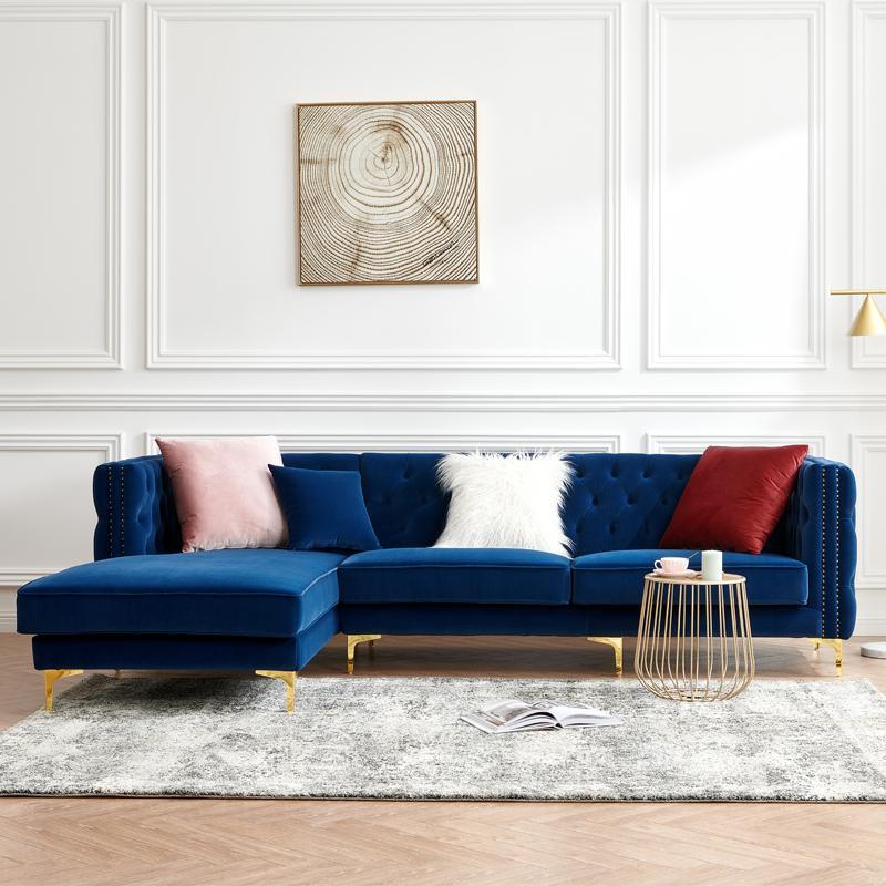 WH215 Three Seater Corner Sofa, Velvet - Miola