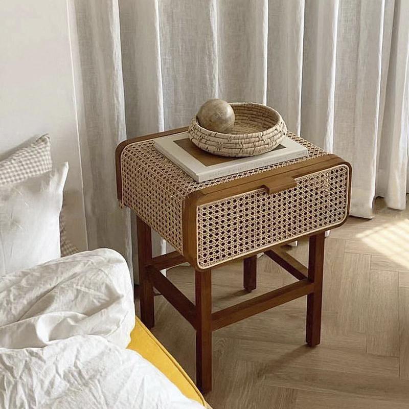 Wren Rattan Side Table, Bedside Table - Miola