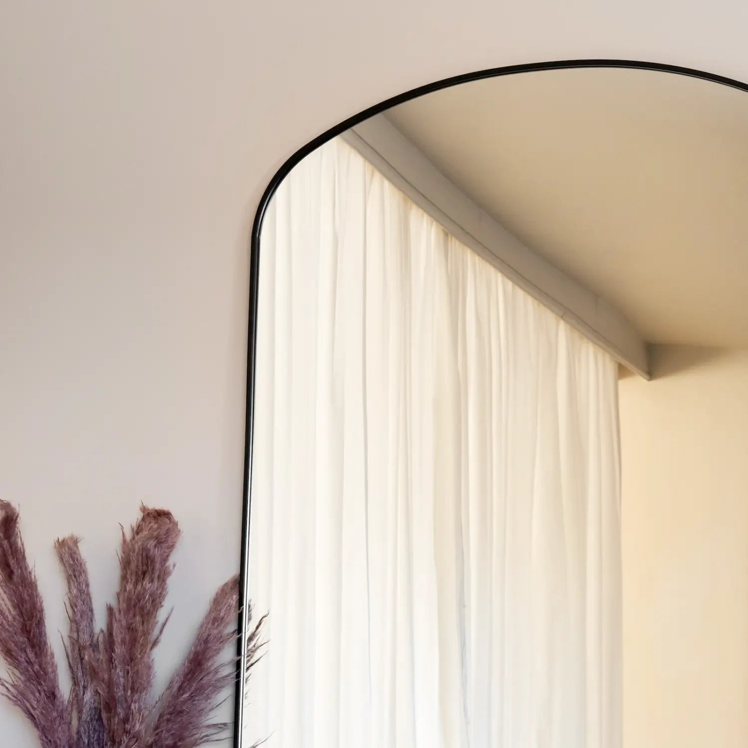 Large Black Metal Arch Mirror