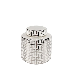 White And Silver Ginger Jar
