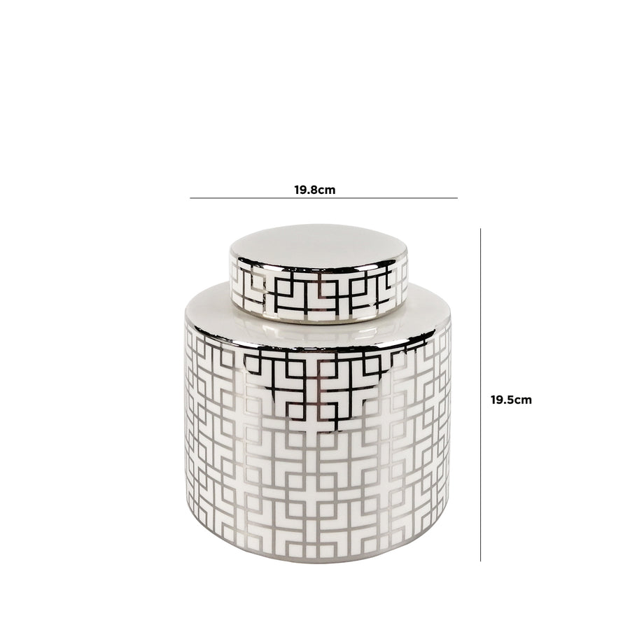 White And Silver Ginger Jar