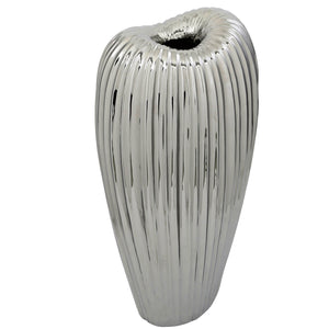 Ribbed Silver Vase