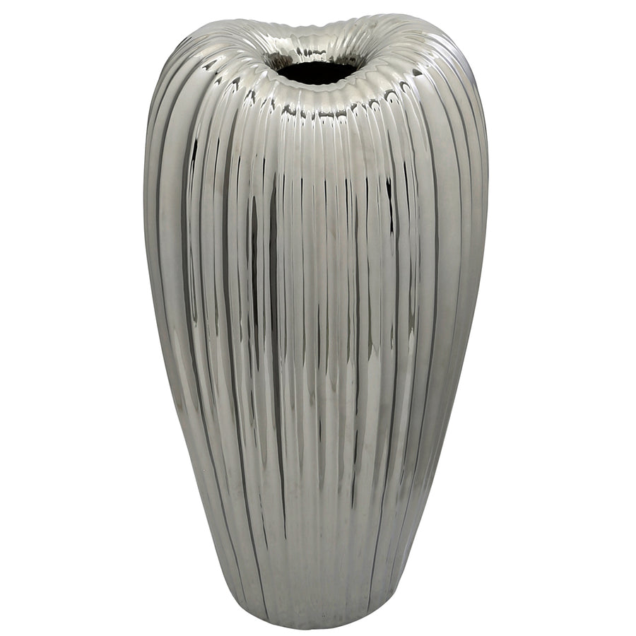Ribbed Silver Vase
